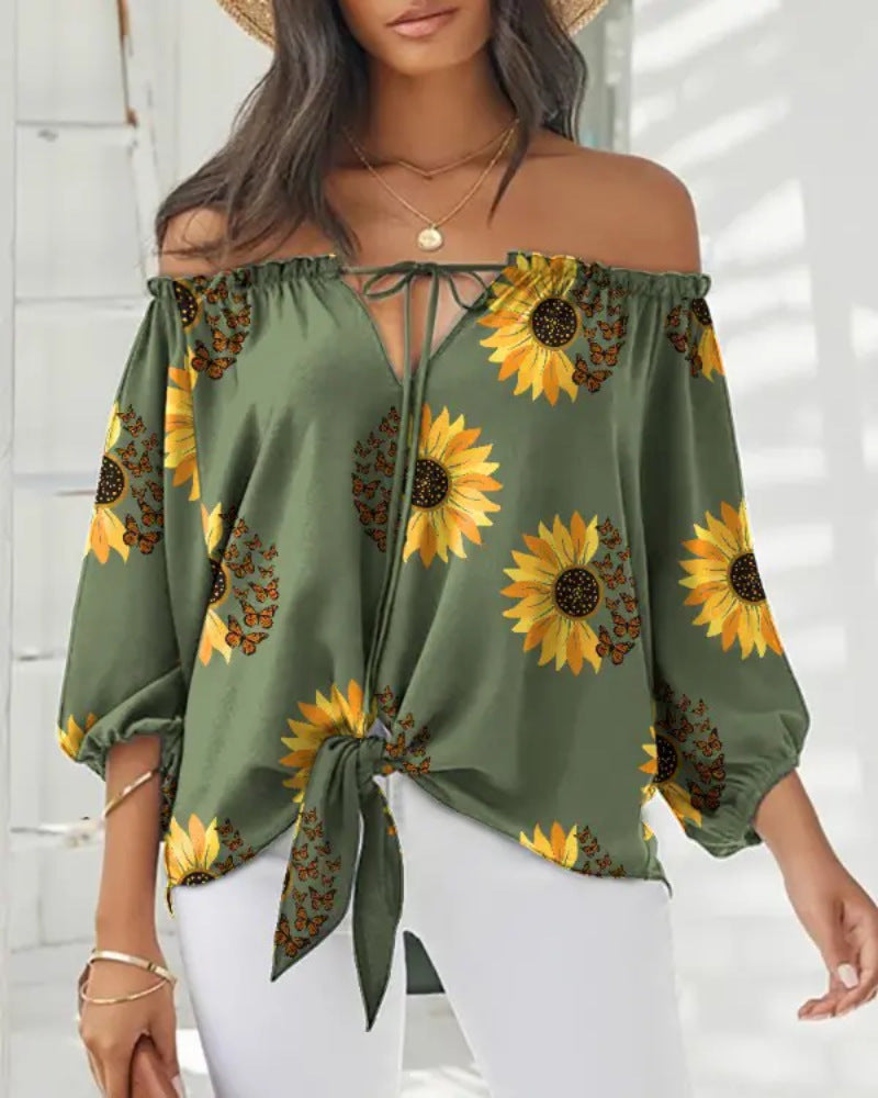 Chic Off Shoulder Printed Top Greta 