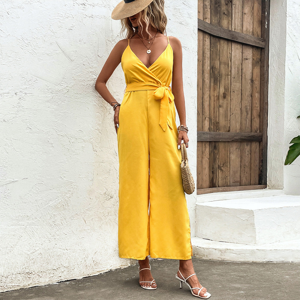 Vibrant Yellow Greta  Self-Tie Jumpsuit