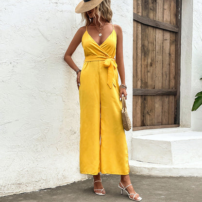 Vibrant Yellow Greta  Self-Tie Jumpsuit
