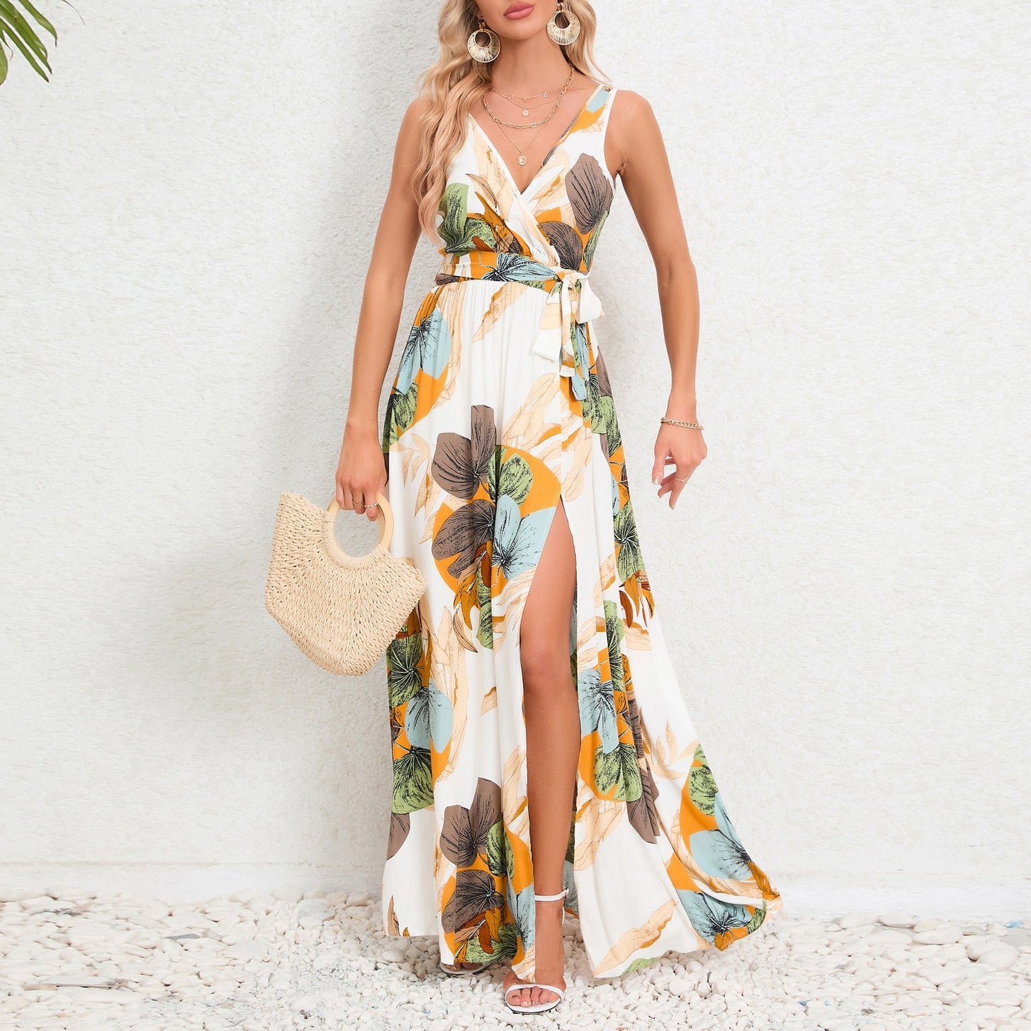 Floral V-Neck Maxi Dress by Greta 
