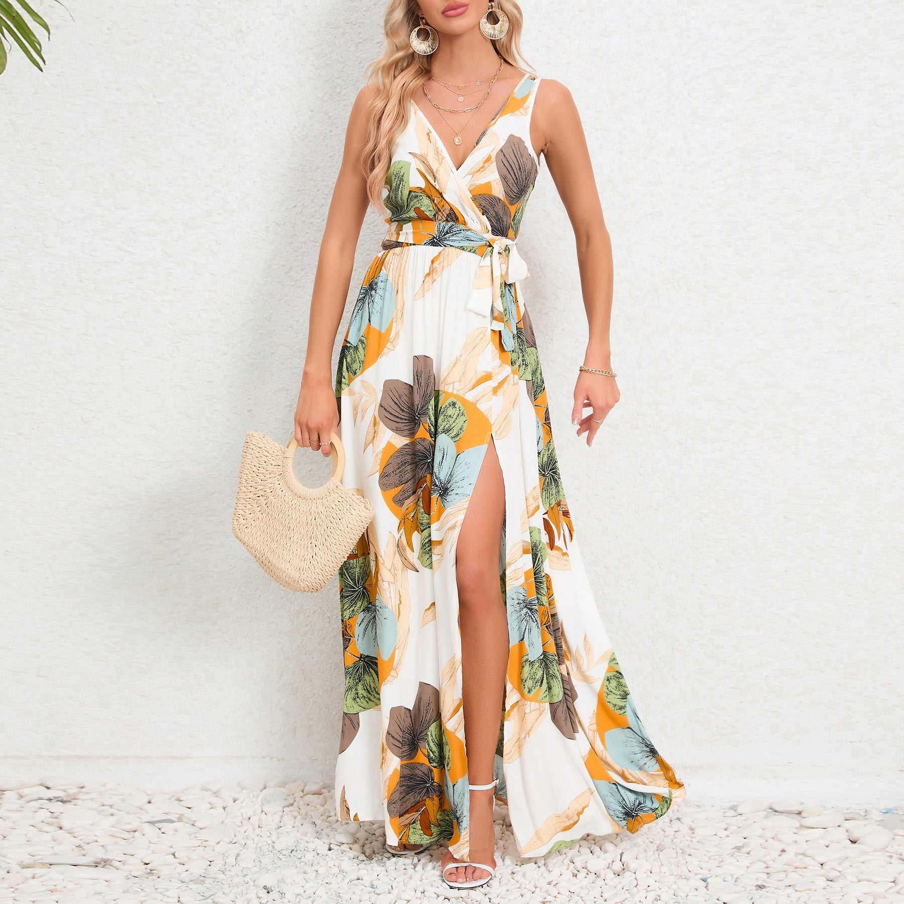 Floral V-Neck Maxi Dress by Greta 