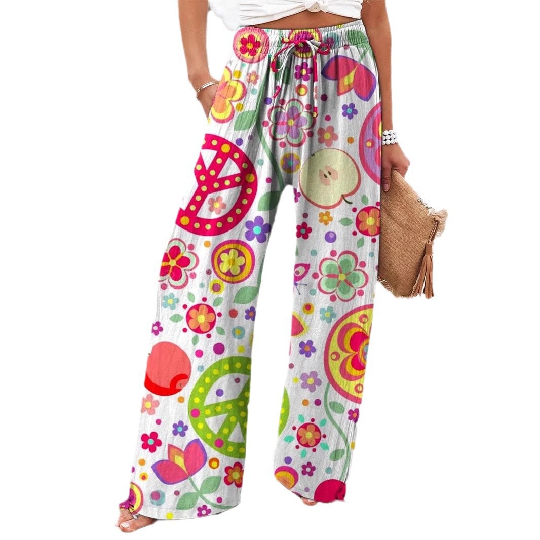 Boho Botanical Greta  Women's Wide-Leg Pants
