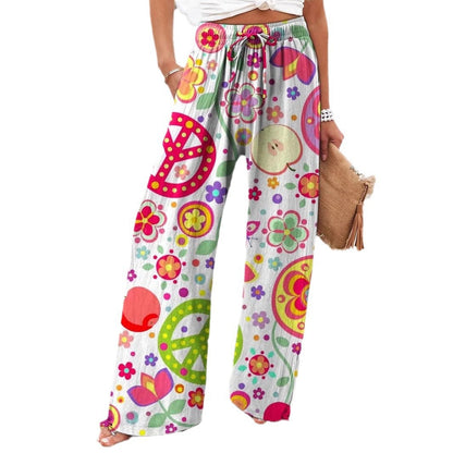 Boho Botanical Greta  Women's Wide-Leg Pants