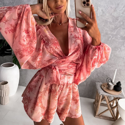 Boho Chic Greta  Tropical Jumpsuit Set