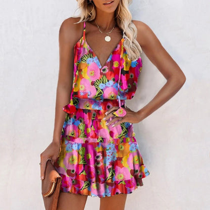 Vibrant Floral V-Neck Dress by Greta 