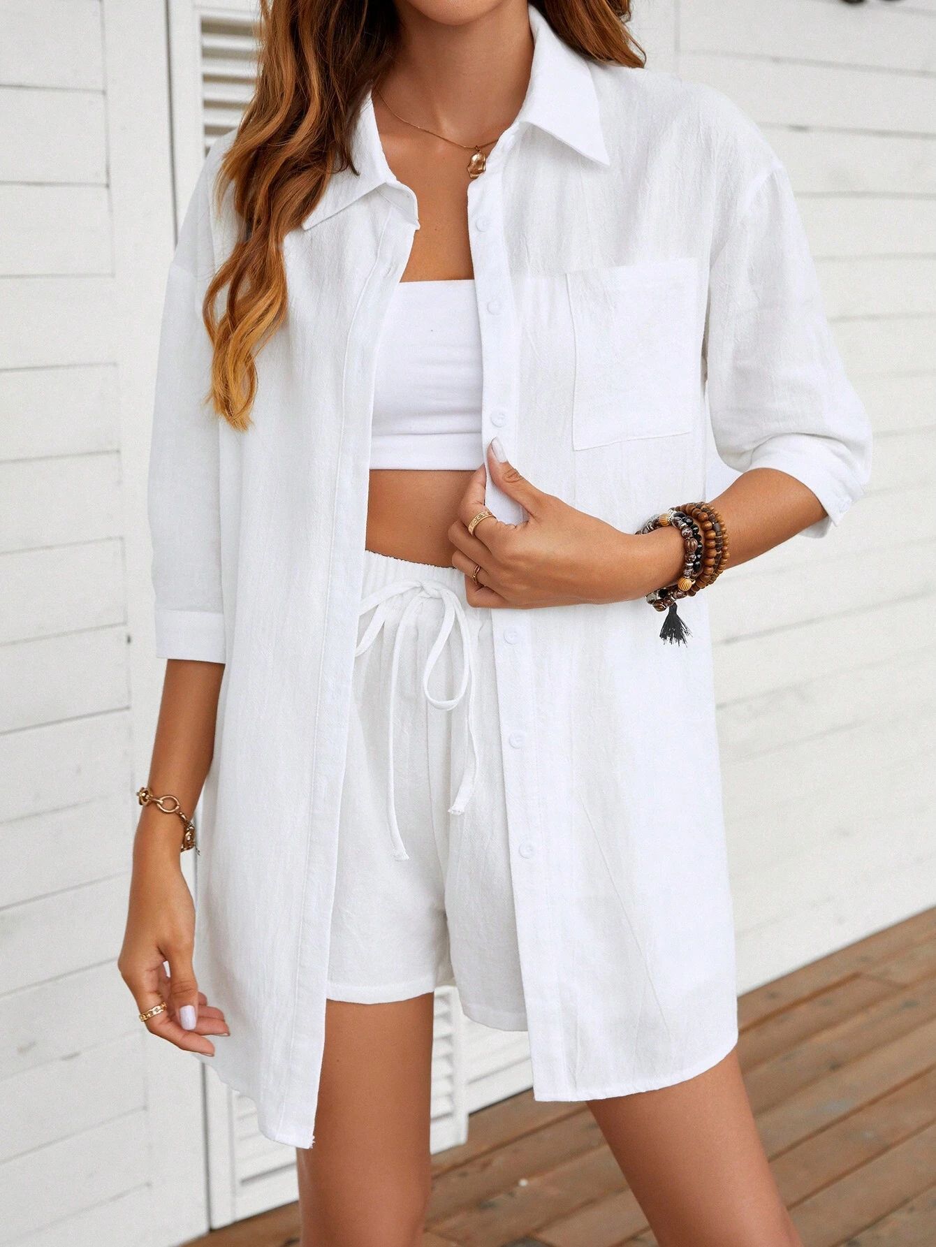 Chic Cotton Shirt Set Greta  Casual Outfit