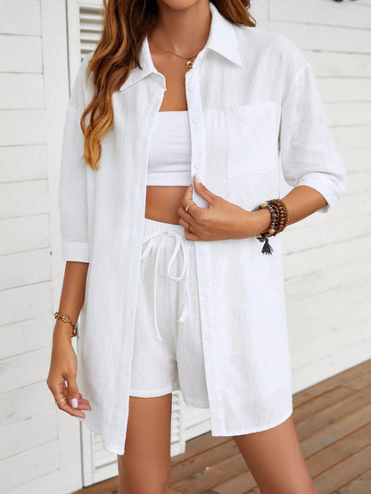 Chic Cotton Shirt Set Greta  Casual Outfit