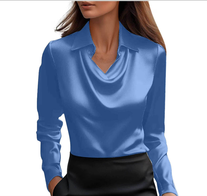 Elegant Satin Swing Collar Top by Greta 