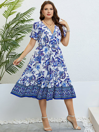 Floral V-Neck Midi Dress by Greta 