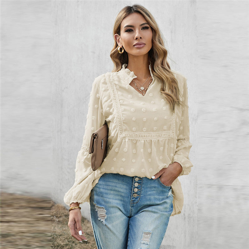 Chic Lace V-Neck Blouse by Greta 