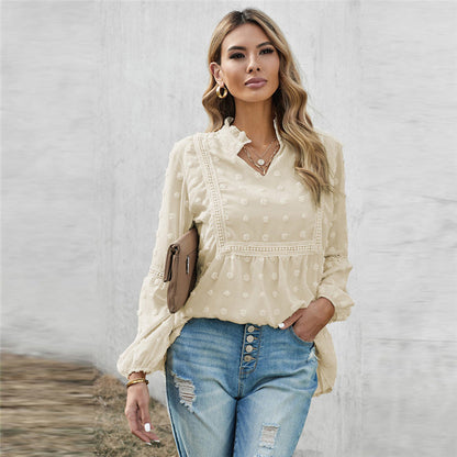 Chic Lace V-Neck Blouse by Greta 
