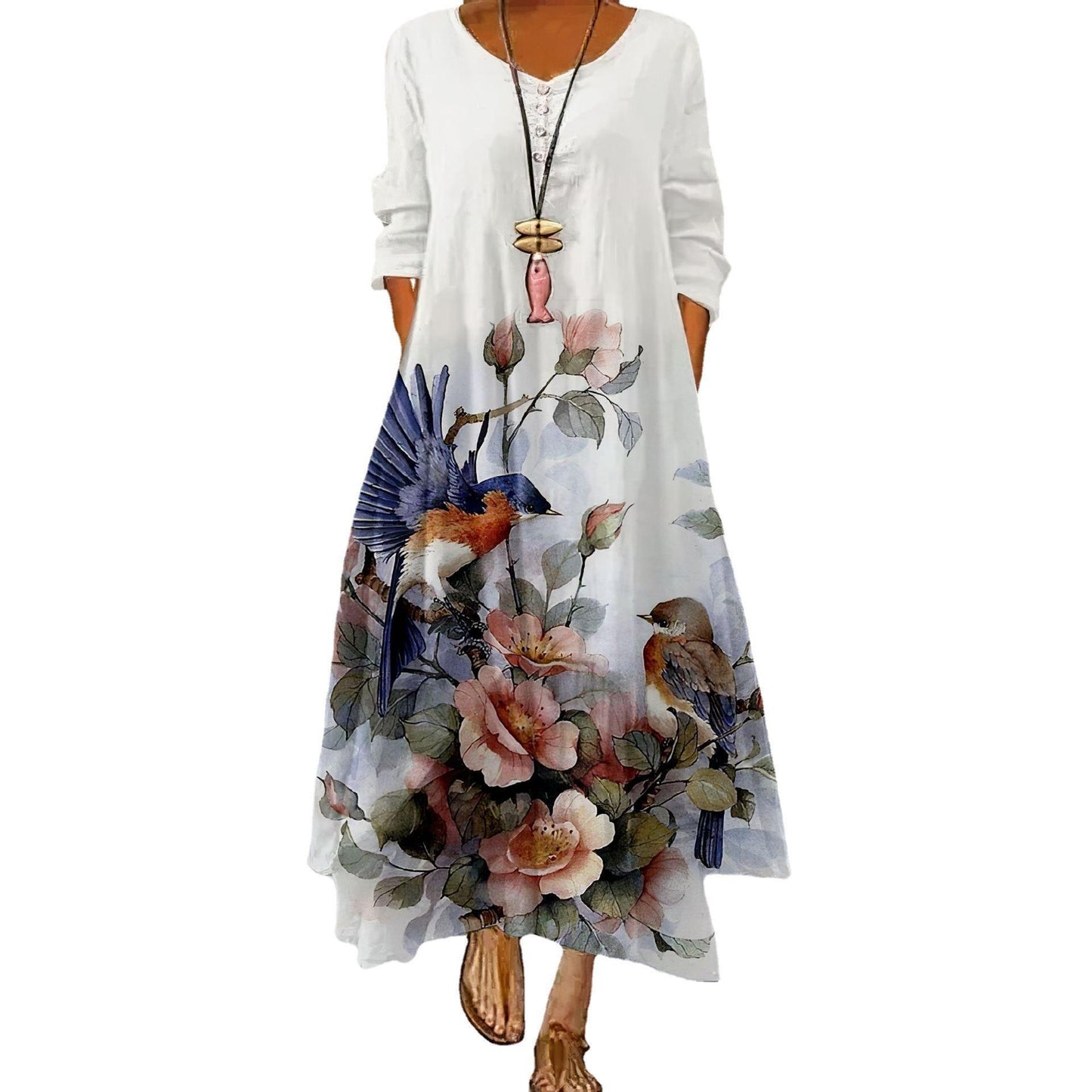 Artistic Floral Swing Dress by Greta 