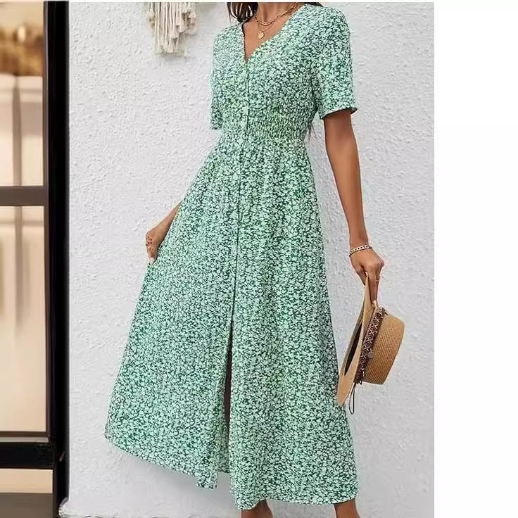 Elegant V-Neck Split Dress by Greta 