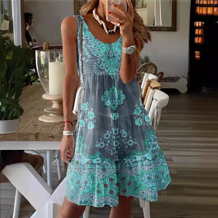 Floral Print Greta  Summer Sleeveless Dress