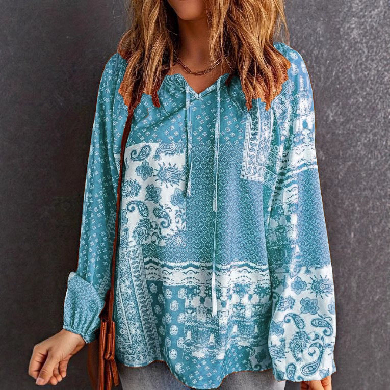 Boho Print Greta  Long Sleeve Blouse