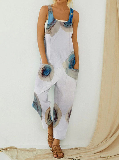 Artful Print Greta  Loose Jumpsuit Trousers