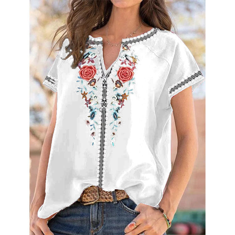 Ethnic Print Short Sleeve Top Greta 