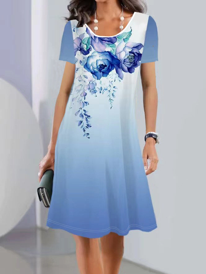 Floral Print Greta  Mid-Length Summer Dress