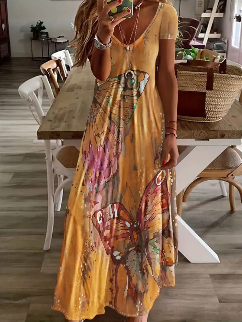 Bohemian Butterfly Print Greta  Maxi Dress