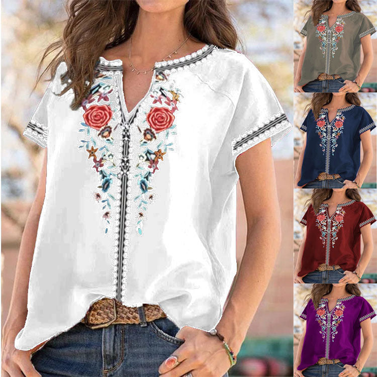 Ethnic Print Short Sleeve Top Greta 