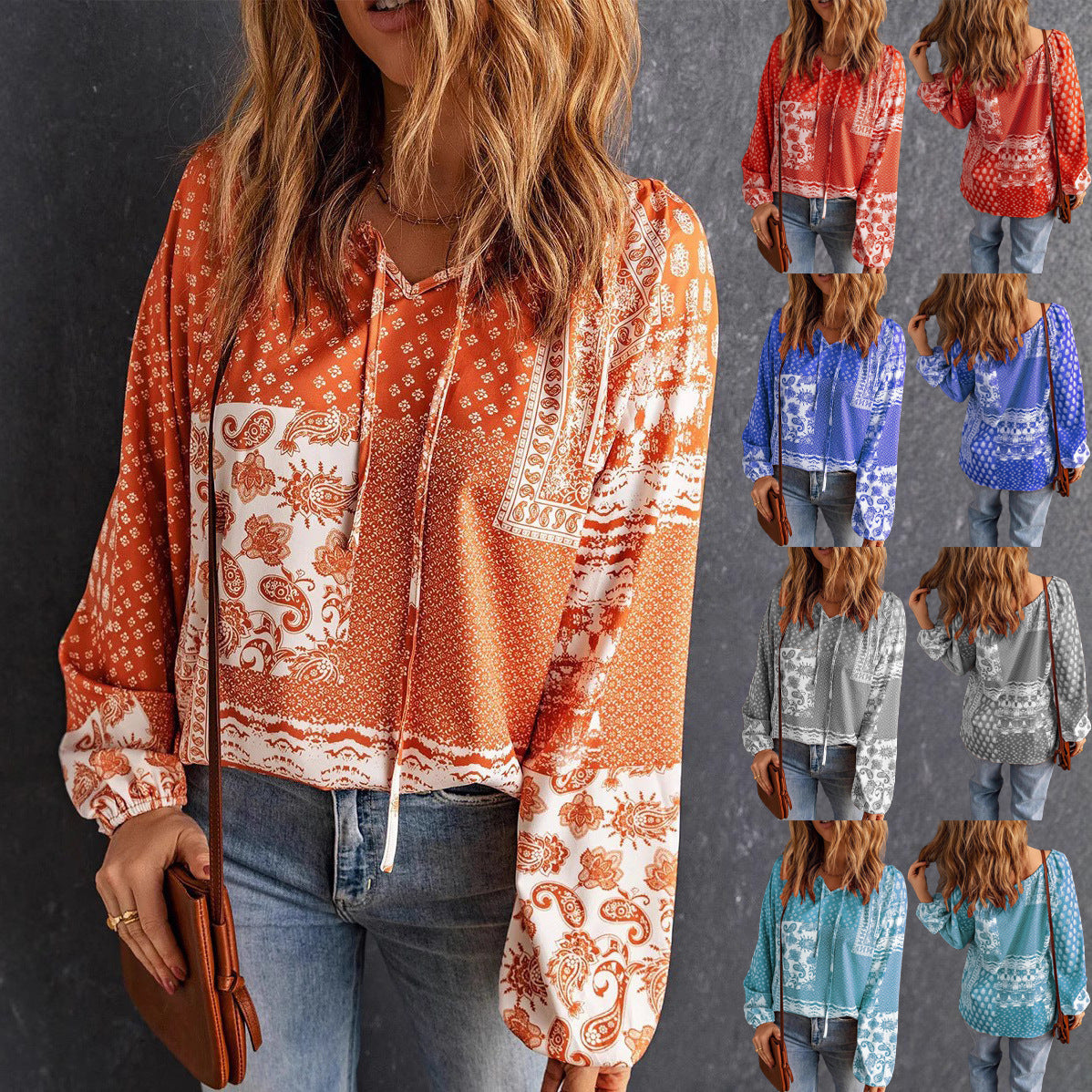 Boho Print Greta  Long Sleeve Blouse