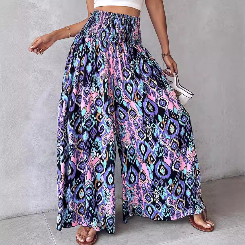 Retro Floral Wide-Leg Pants by Greta 