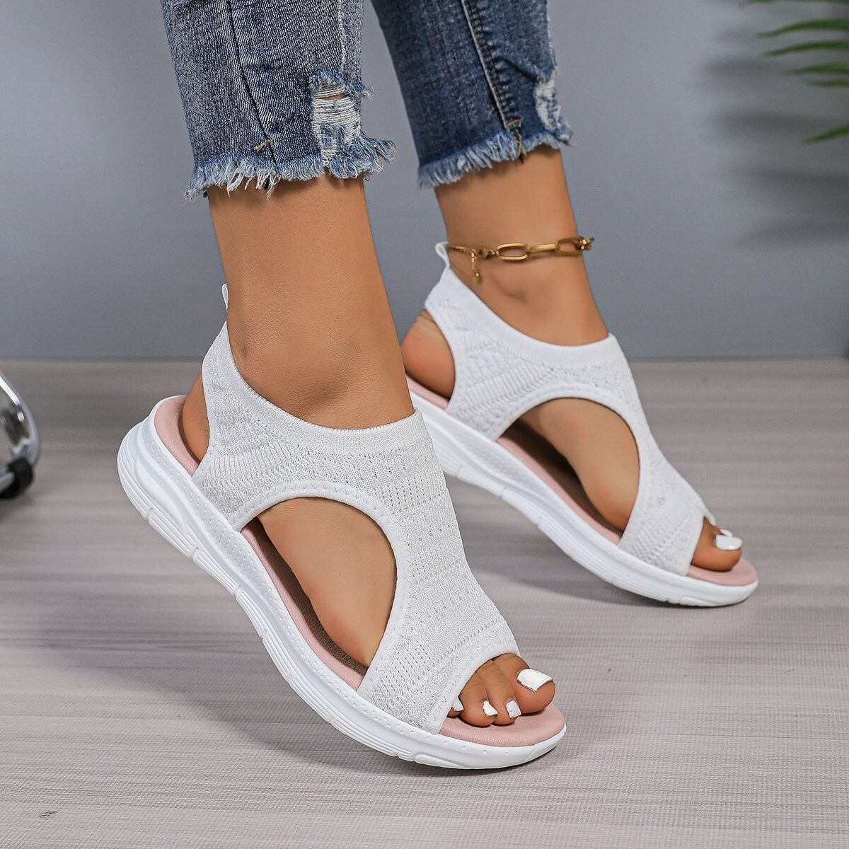 Breathable Flyknit Sandals by Greta 
