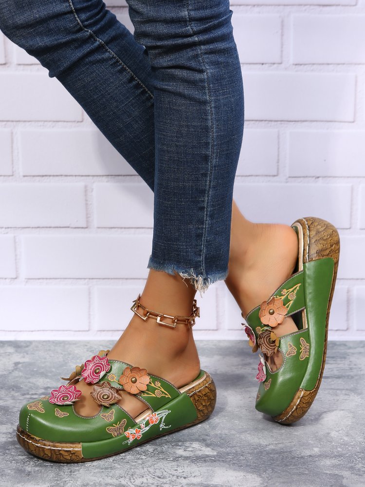 Boho Floral Greta  Round Toe Sandals