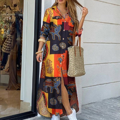 Vibrant Print Greta  Shirt Dress