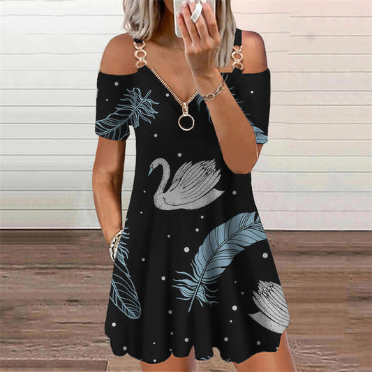 Chic Print Short Sleeve Dress by Greta 