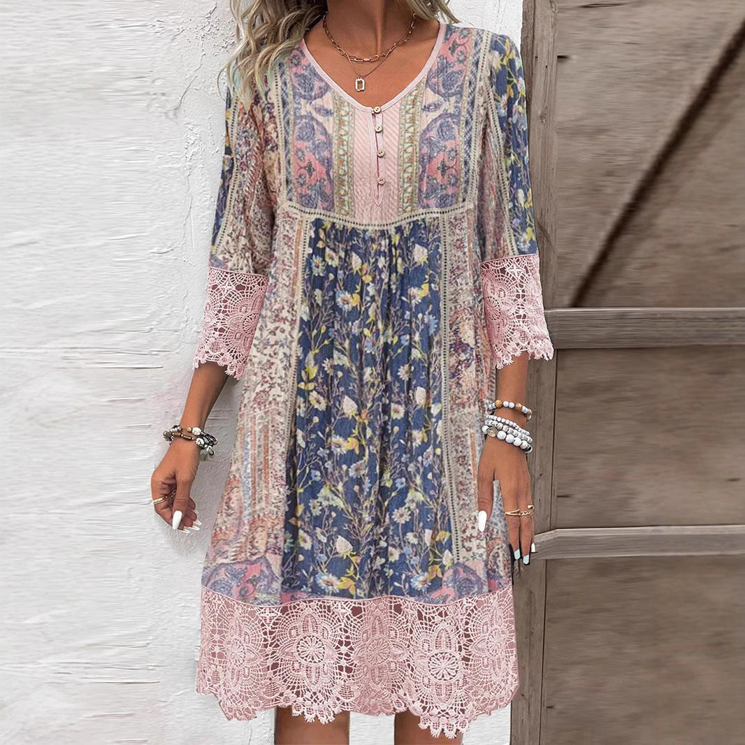 Retro Floral Lace Dress by Greta 