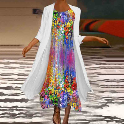 Elegant Floral Greta  Summer Two-Piece Dress