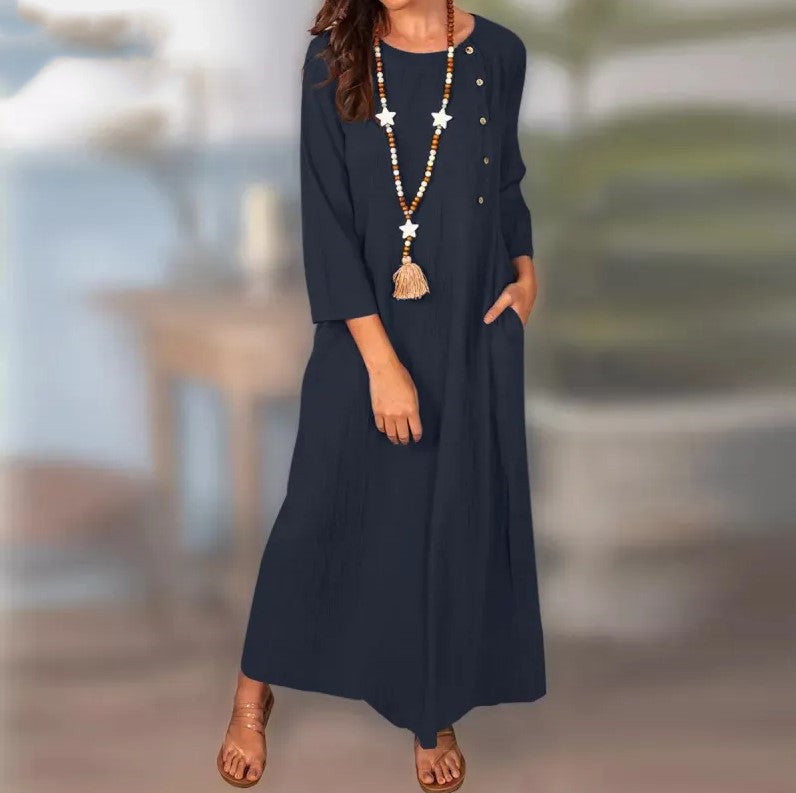 Vintage Linen Long Sleeve Dress by Greta 