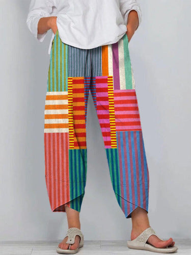 Vibrant Stripe Greta  Cropped Pants