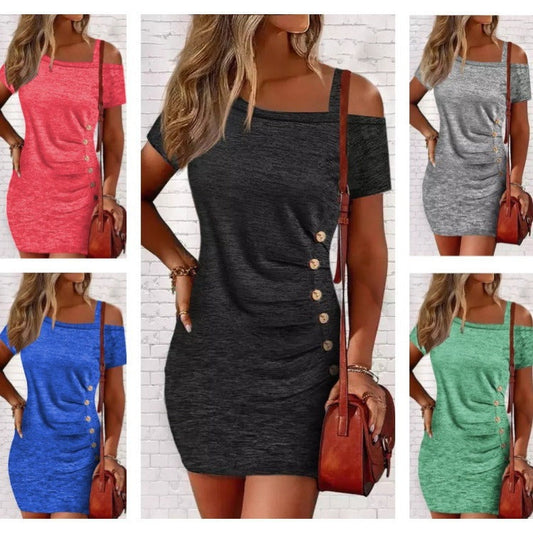Chic Diagonal Shoulder Dress Greta 