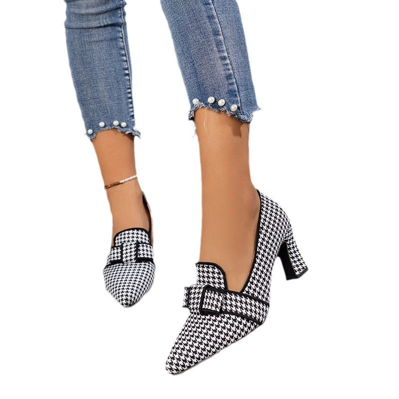 Chic Houndstooth Greta  Everyday Heels