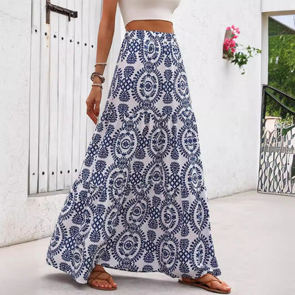 Blue Porcelain Print Greta  Swing Skirt