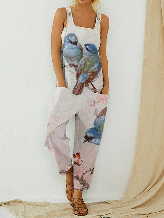 Artful Print Greta  Loose Jumpsuit Trousers