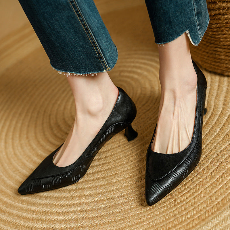Elegant Leather Pointed Heels by Greta 