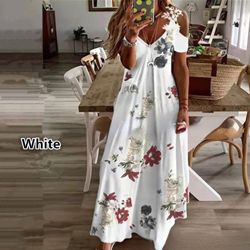 Floral Lace V-Neck Maxi Dress by Greta 