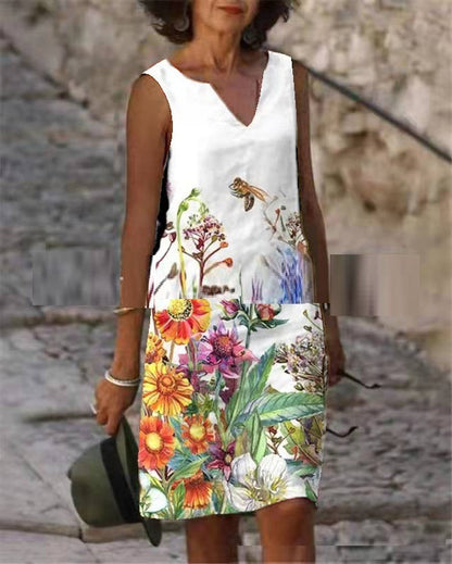 Vibrant Printed Sleeveless Dress by Greta 
