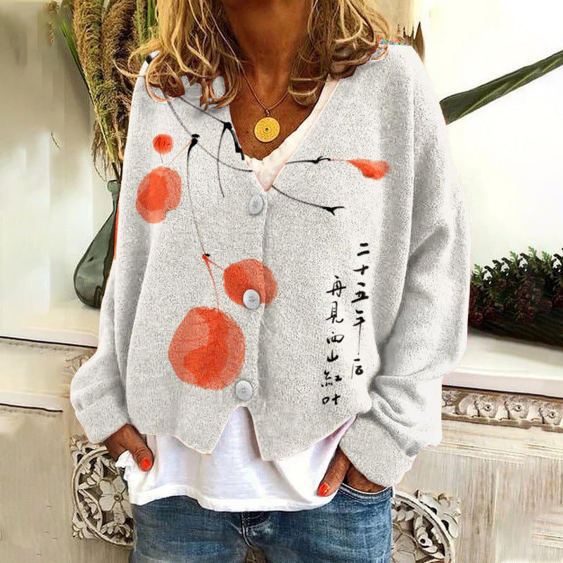 Vibrant Abstract Greta  Casual Cardigan