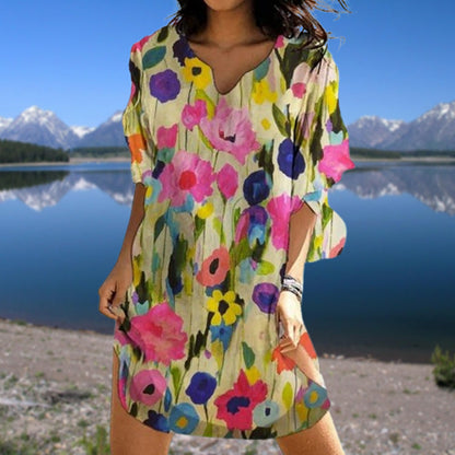 Fresh Floral Greta  Summer Vacation Dress