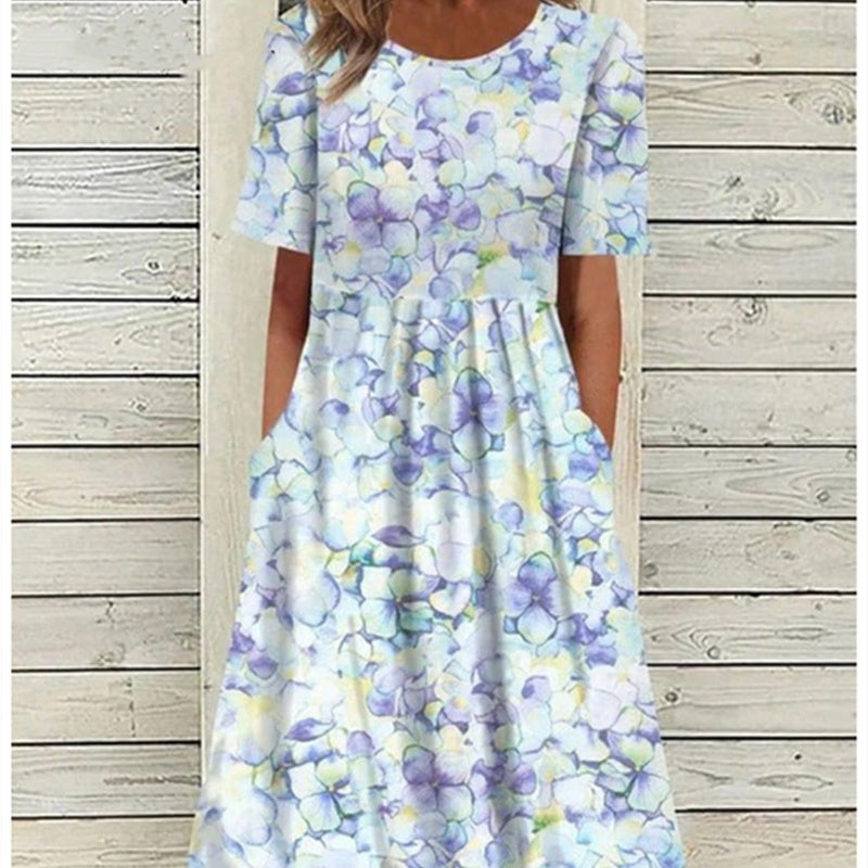 Floral Print Greta  Summer V-Neck Dress