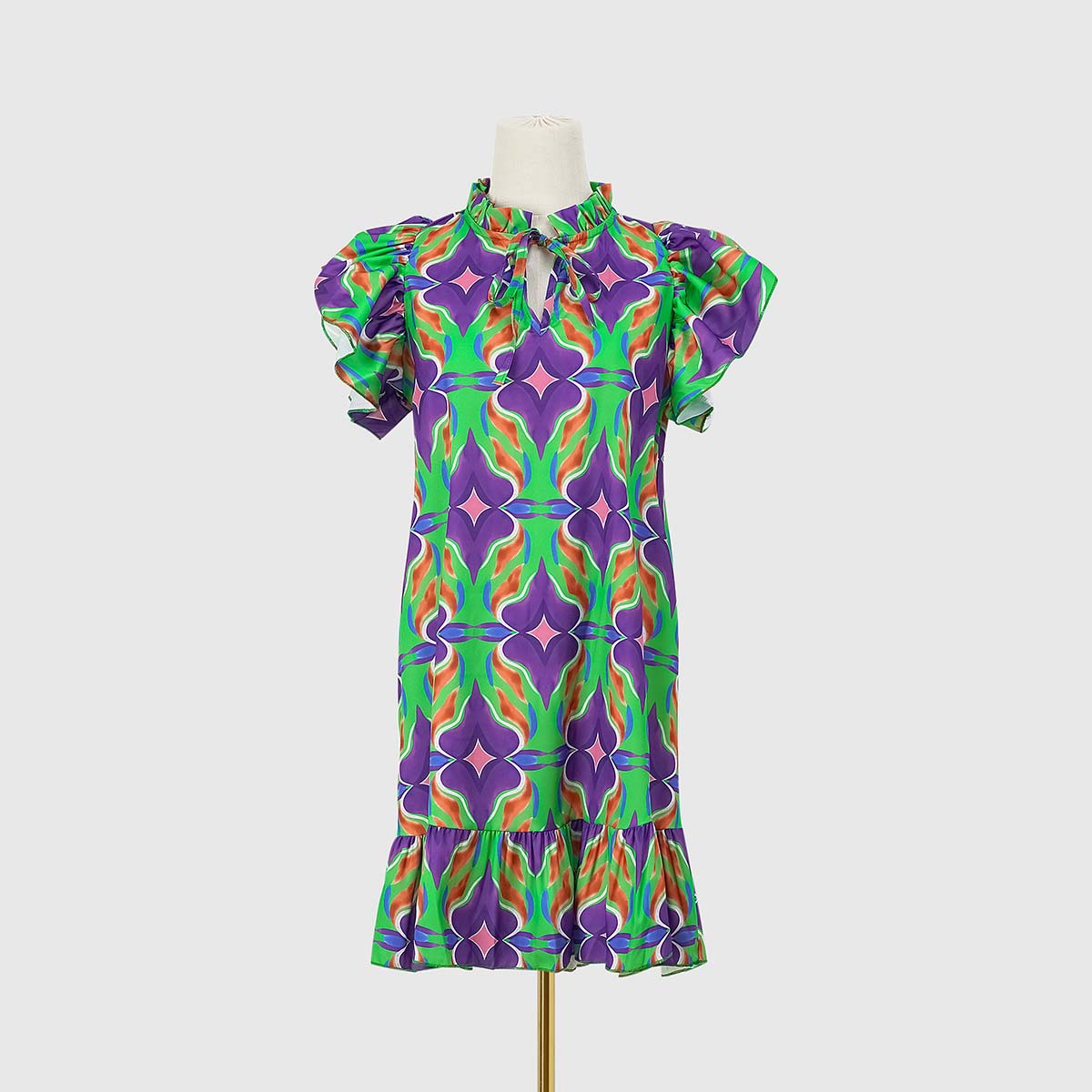 Vibrant Print Ruffle Dress by Greta 