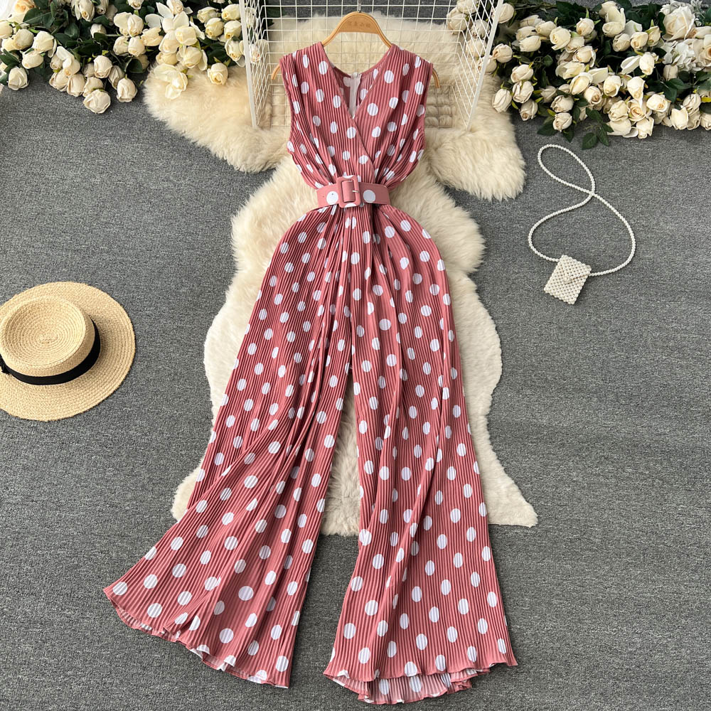 Chic Polka Dot Chiffon Jumpsuit by Greta 