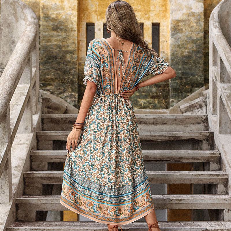 Vintage Floral Print Dress Greta  Summer
