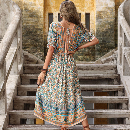Vintage Floral Print Dress Greta  Summer