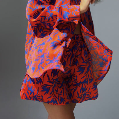 Vibrant Maple Leaf Greta  Printed Shirt Set