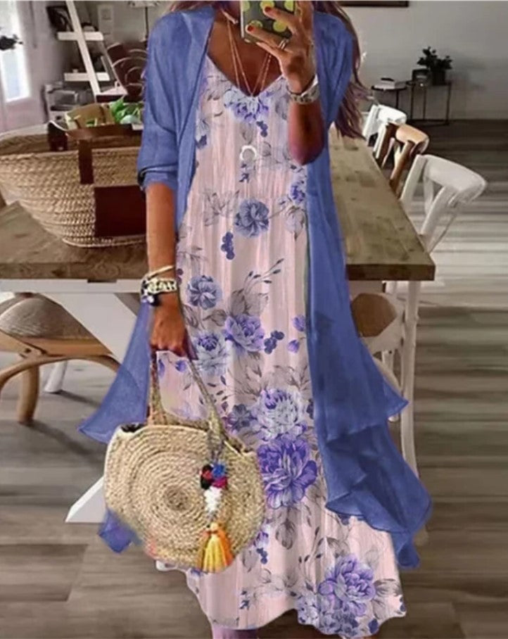 Floral Print Greta  Summer Two-Piece Dress Set